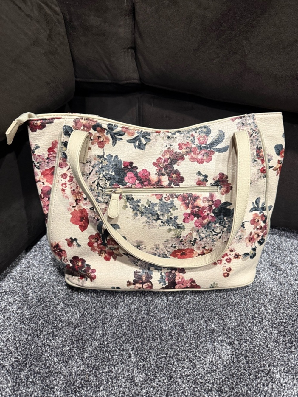 Cream Floral Alfred Dunner Top Handle Satchel Purse New With Tags